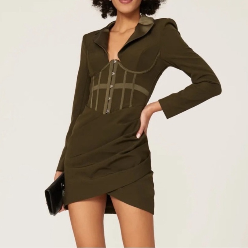 Lavish Alice Olive Green Corset Blazer Mini Dress Size US8